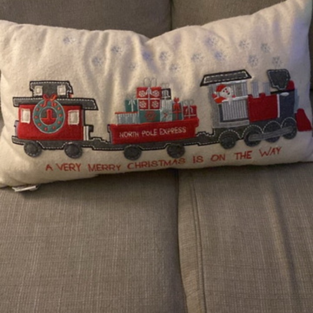 T.J.Maxx North Pole Express Holiday Pillow - Red, Gray, and White